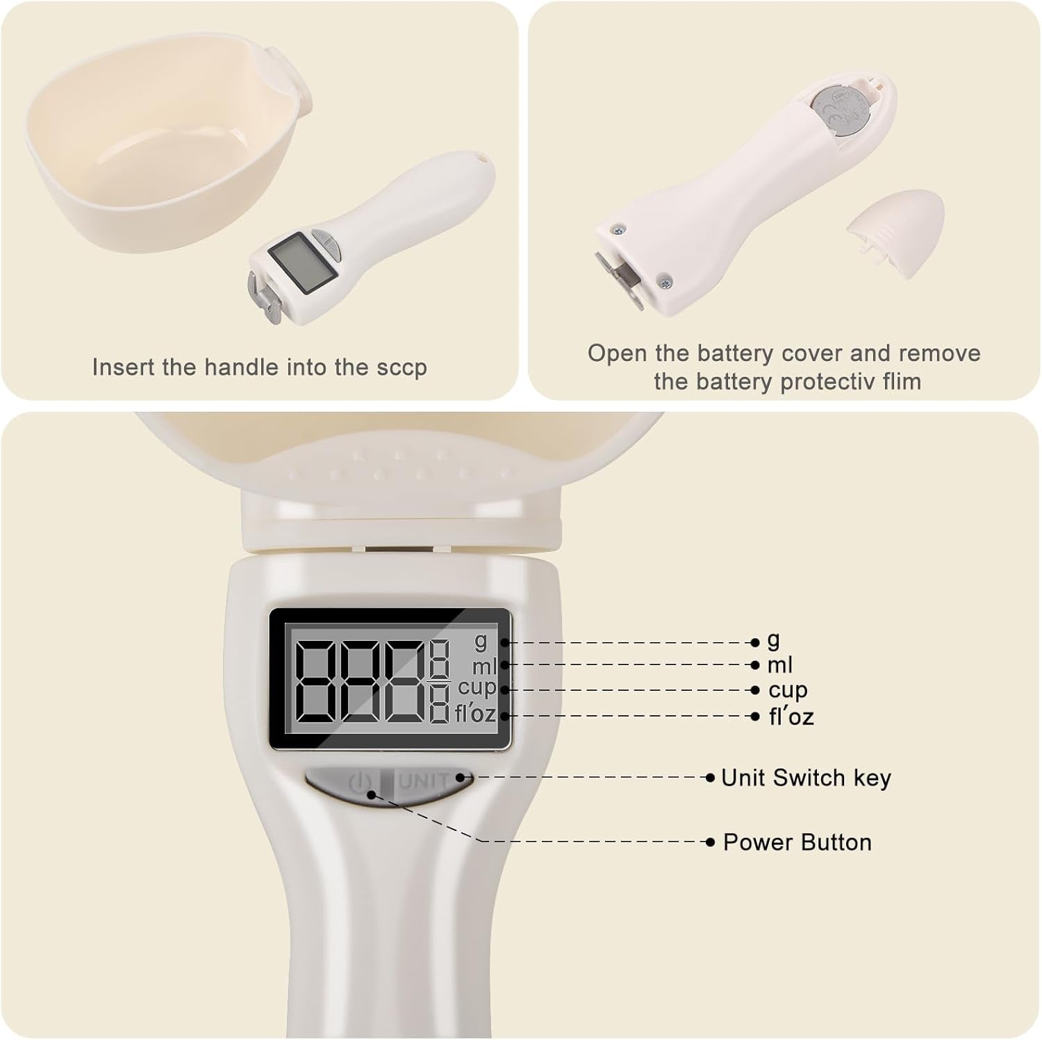 Digital Measuring Spoon, Weighing Food Measuring Scoop Scale, LCD Electronic Food Scale for Kitchen Gadget, Baking Cooking Coffee, Pet Dog Cat Food, High Precision Grams Measuring Cup Valentines Gifts