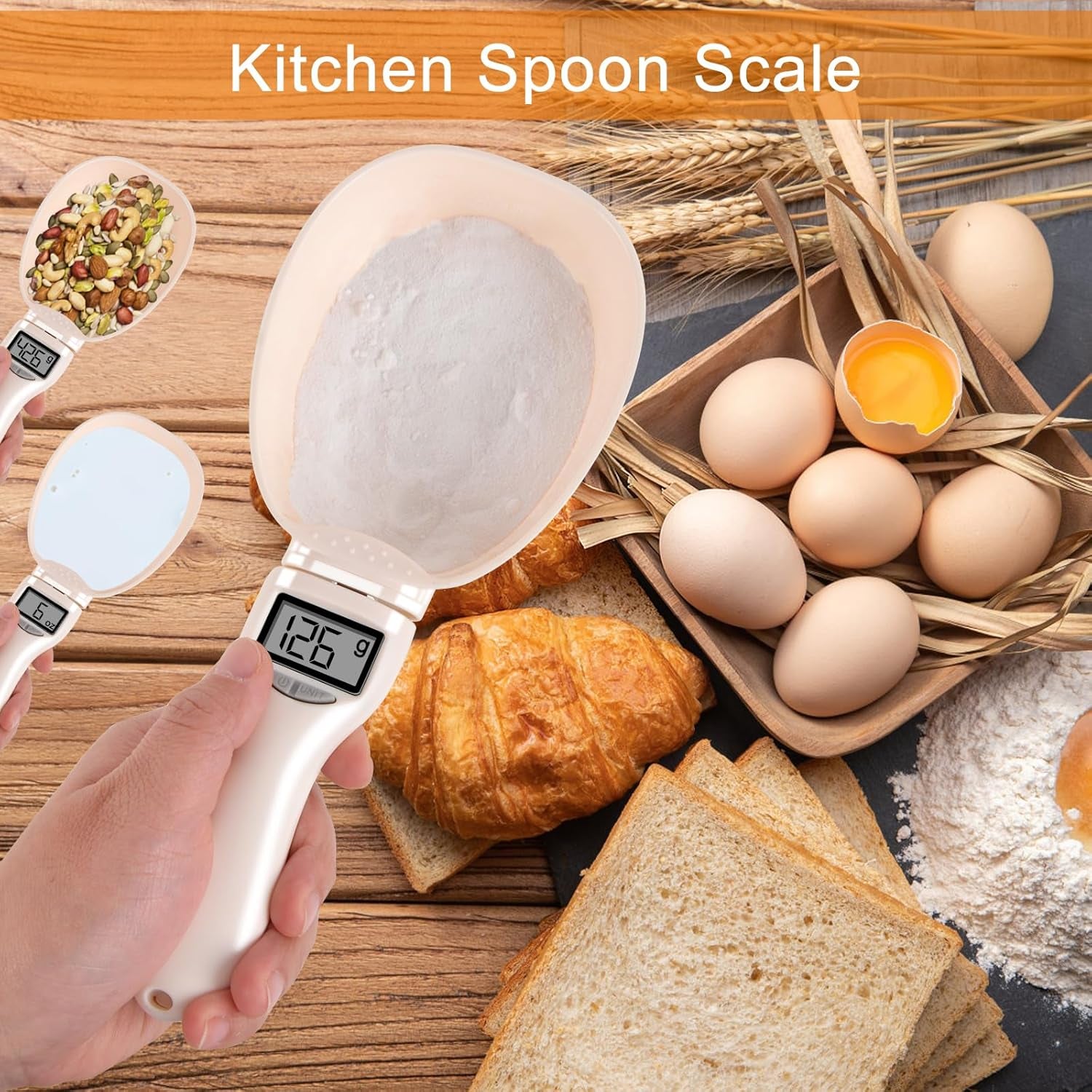 Digital Measuring Spoon, Weighing Food Measuring Scoop Scale, LCD Electronic Food Scale for Kitchen Gadget, Baking Cooking Coffee, Pet Dog Cat Food, High Precision Grams Measuring Cup Valentines Gifts