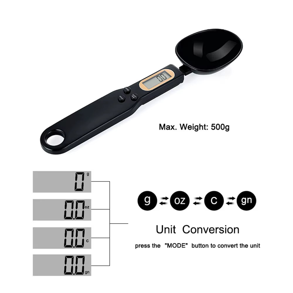 500G/0.1G Electronic Kitchen Scale LCD Digital Measuring Spoon Coffee Sugar Flour Gram Digital Spoon Weight Volume Spoon Scale